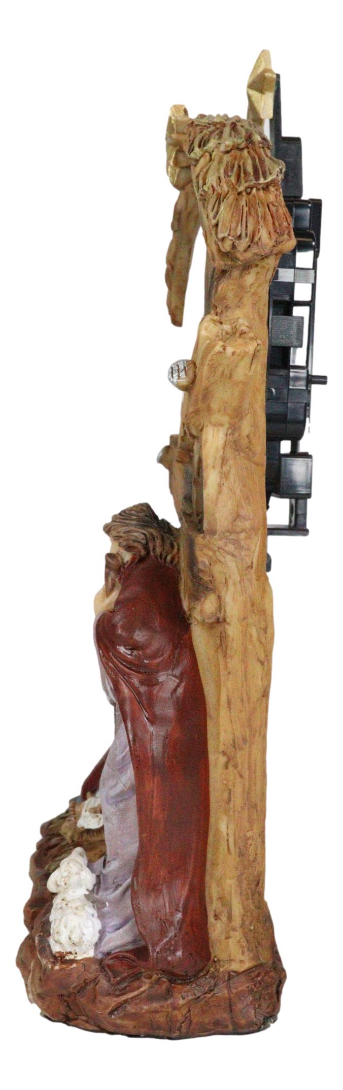 Holy Family Nativity Mary Joseph and Baby Jesus In Manger Pendulum Table Clock - Ebros Gift