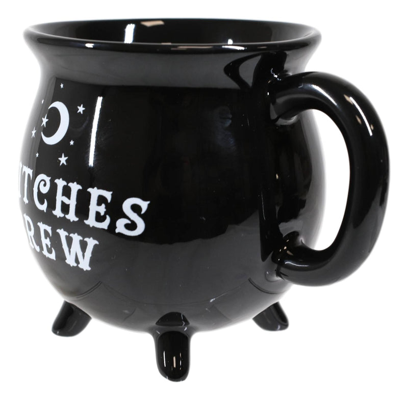 Ebros Wicca Sacred Crescent Moon Witches Brew Black Cauldron Coffee Tea Mug Cup 14oz
