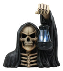 Ebros Large 12.5" Tall The Undertaker Grim Reaper Statue with Solar Powered Lantern LED Light Deadly Wraith Harvesting Lost Souls Patio Decor Figurine