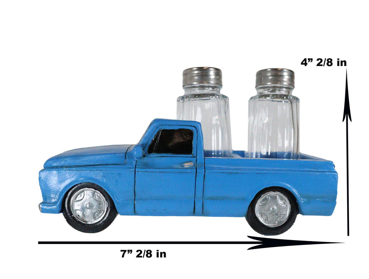 Country Rustic Vintage Blue Highboy Pickup Truck Salt And Pepper Shakers Holder