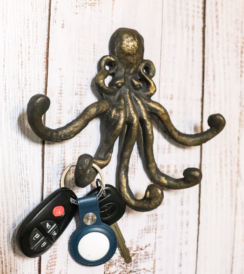 Ebros Marine Ocean Sea Giant Octopus Wall Mount Iron Coat Key Hook Hanger