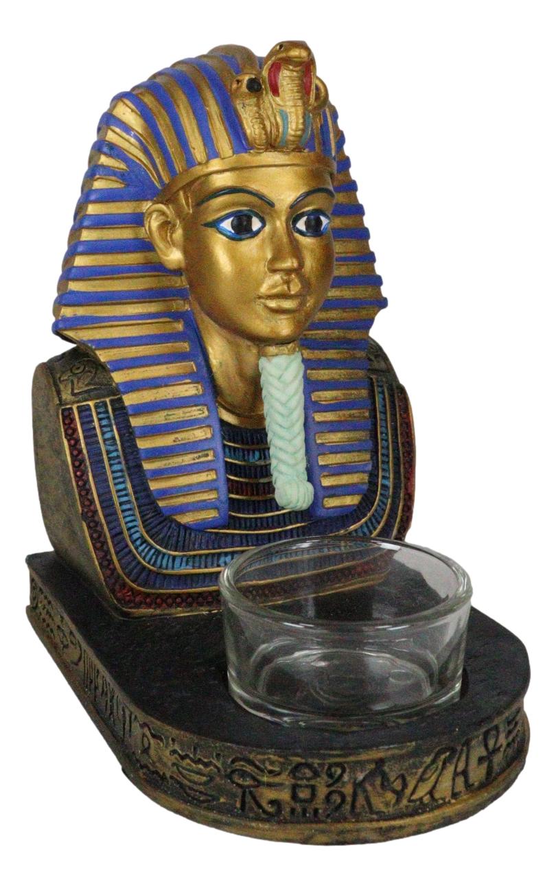 Ancient Egyptian King Ruler Pharaoh Tutankhamun Votive Candle Holder Statue - Ebros Gift