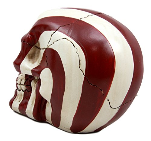 Ebros Patriotic US American Flag Star Spangled Banner Skull Decorative Figurine 5.5"Long Macabre Collectible Statue Historical Pride And Prejudice Freedom Decor of Skulls or Halloween Themed Sculpture
