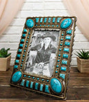 Rustic Western Turquoise Teardrop Geometric Gems Ropes 5X7 Picture Photo Frame