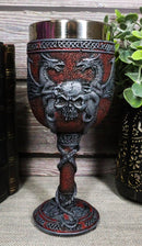 Ebros Medieval Dual Dragon With Skull Crest Ossuary Goblet Wine Chalice 7oz Capacity