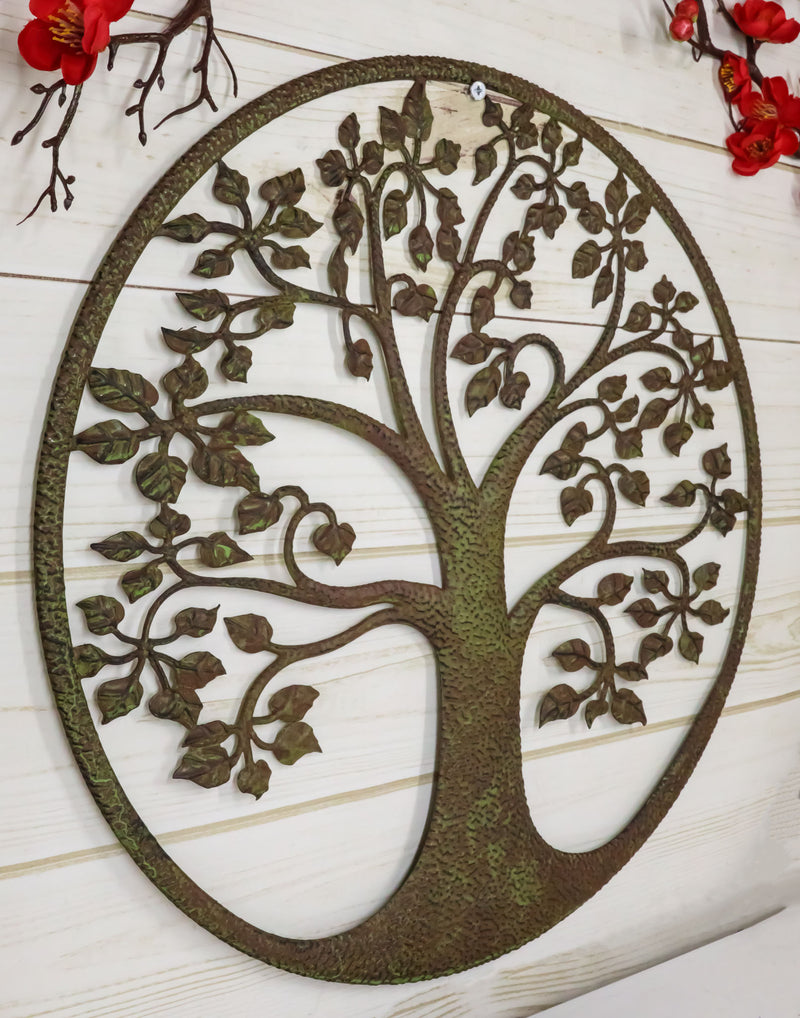 Rustic Verdigris 15.75"D Celtic Tree of Life Yggdrasil Circle Metal Wall Decor