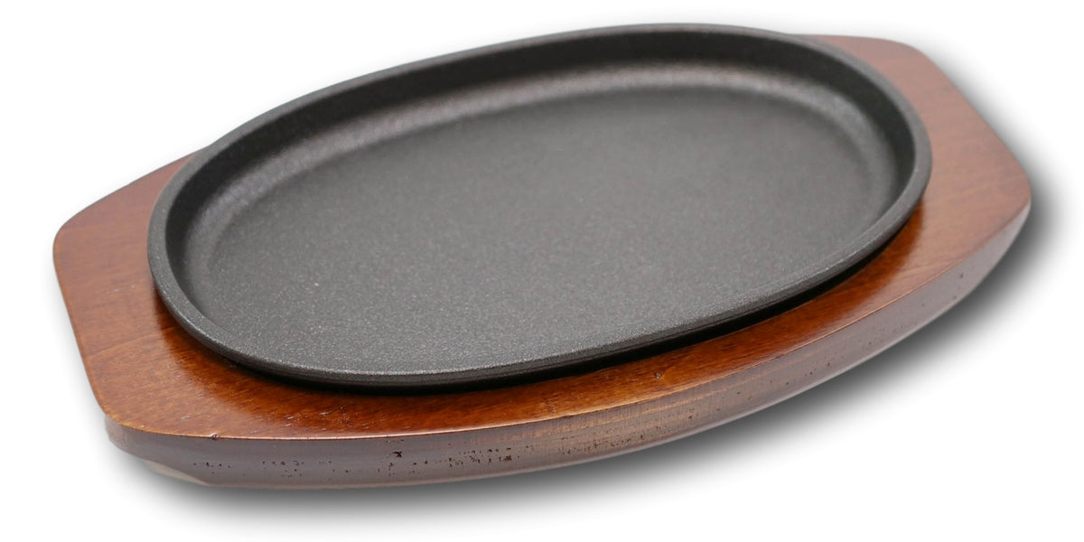 Preseasoned Cast Iron Skillet Japanese Steak Plate Pan 8.25" By 5.25" With Base - Ebros Gift