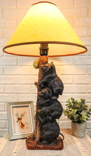 Ebros Rustic Climbing 3 Stacked Black Bear Cubs Getting Honey Table Lamp W/Shade