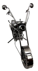 Ebros Gift Chopper Motorcycle Bike Hand Made Metal Wine Bottle Holder Caddy Decor Figurine 16"H