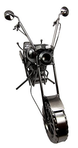 Ebros Gift Chopper Motorcycle Bike Hand Made Metal Wine Bottle Holder Caddy Decor Figurine 16"H