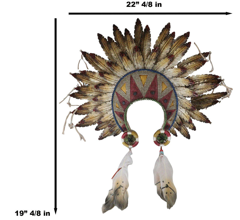 Large Southwest Indian Tribal Chief Headdress War Bonnet W/ Feathers Wall Decor