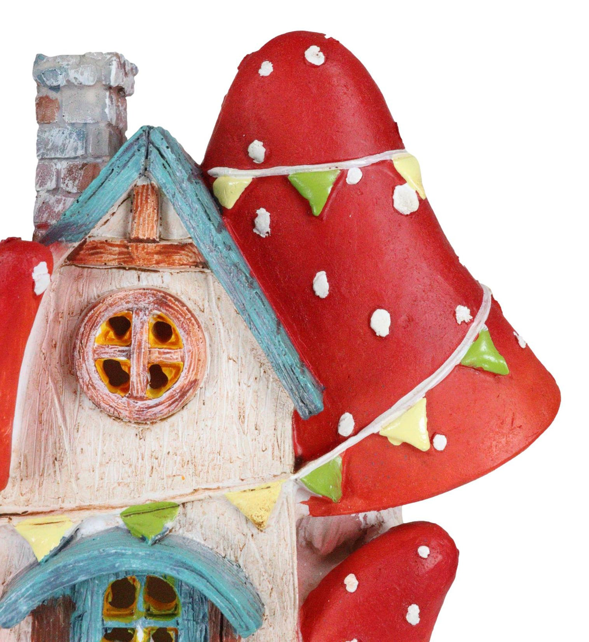 Fantasy LED Light Enchanted Fairy Garden Toadstool Mushrooms Mini Cottage House - Ebros Gift