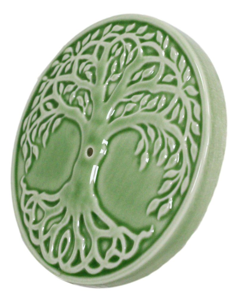 Wicca Sacred Symbols Celtic Tree of Life Yggdrasil Ceramic Round Disc Burner