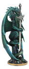 Ebros Ram Skull Blade Ruth Thompson Green Dragon Statue with Dragon Letter Opener Blade 10" Tall Dragon Blade Series Collection Mythical Fantasy Decor Sculpture