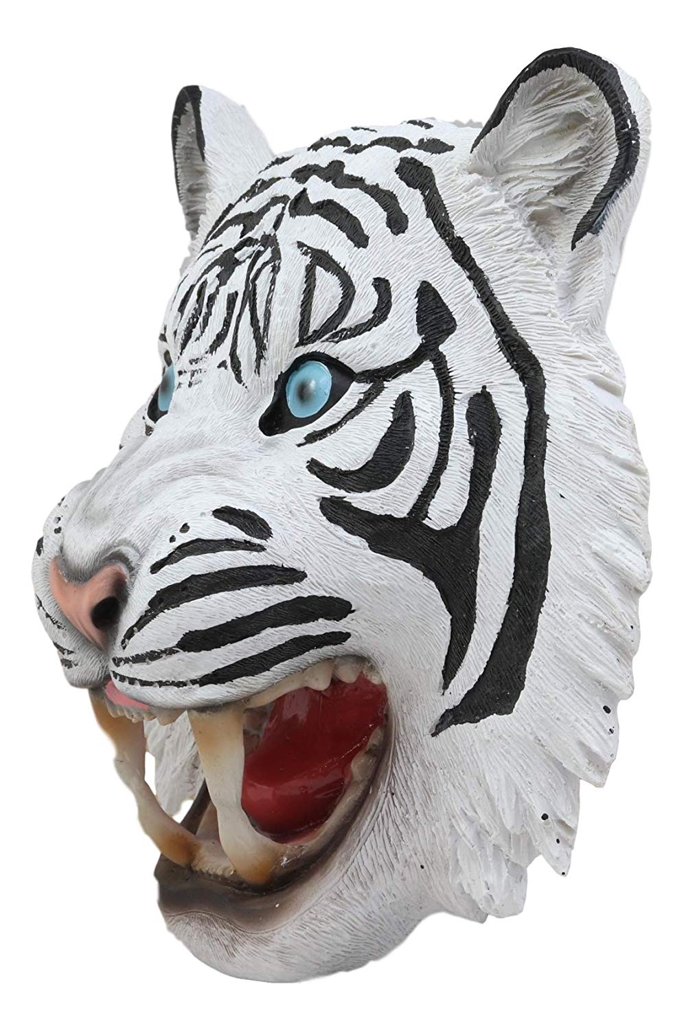 Ebros Roaring Savage Blue Eyed White Siberian Tiger Head Wall Decor Plaque 8.5" Tall Taxidermy Art Decor Sculpture Jungle Apex Predator Wall Bust Plaque of Tigers Cubs Tigress