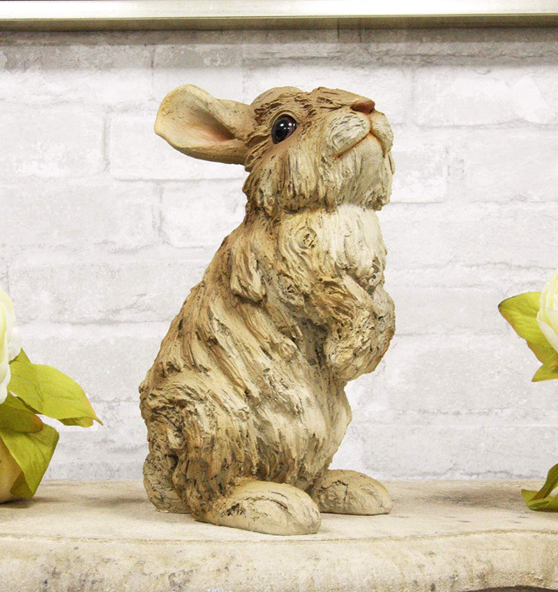 Ebros Realistic Faux Driftwood Finish Design Standing Bunny Rabbit Resin Statue 9.75"H