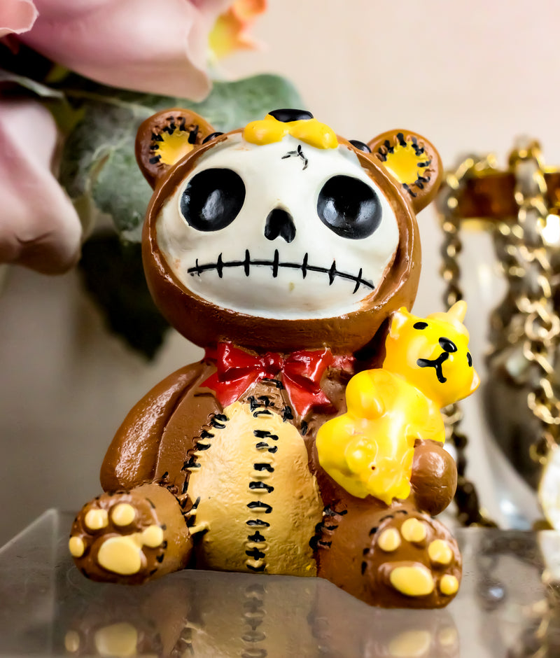 Furrybones Voodoo Teddy Bear With Honey Bear Bottle Skeleton Statue 2.5"Tall