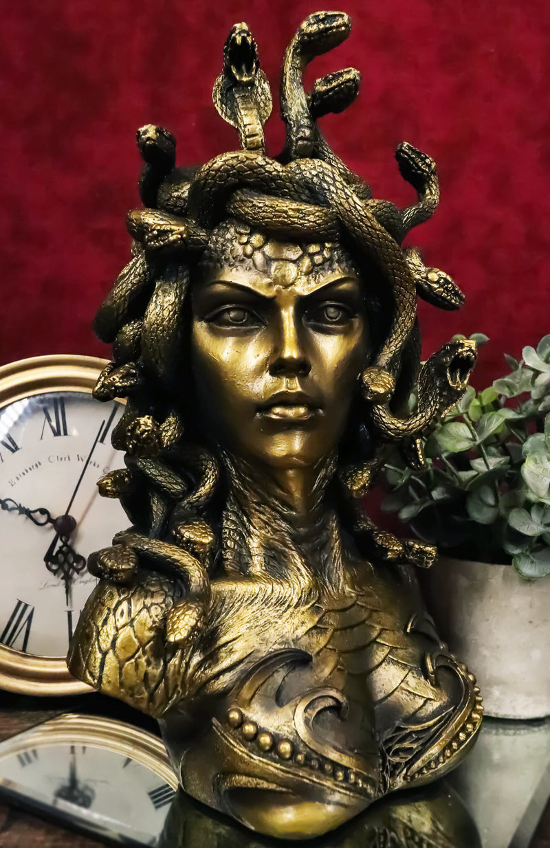 Greek Mythology Gorgon Sisters Goddess Medusa With Wild Snakes Hair Bust Statue