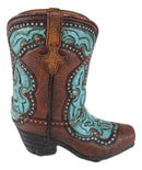 Rustic Western Cowboy Turquoise Floral Boot Figurine Stationery Holder Figurine