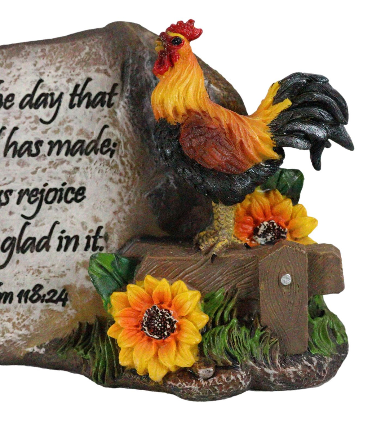 Chicken Rooster On Fence With Psalms Bible Verse Desktop Plaque Home Decor