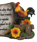 Chicken Rooster On Fence With Psalms Bible Verse Desktop Plaque Home Decor