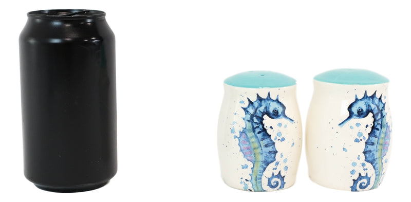Nautical Blue White Seahorse With Bubbles Ceramic Salt And Pepper Shakers Set