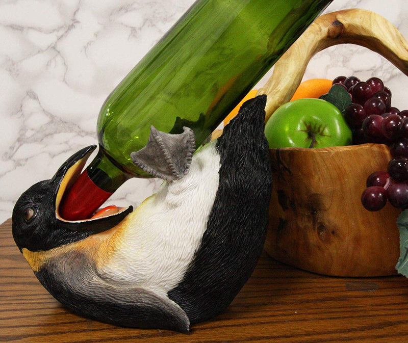 South Pole Acrobatic Drunken Tuxedo Emperor Penguin Wine Bottle Holder 8.5"L