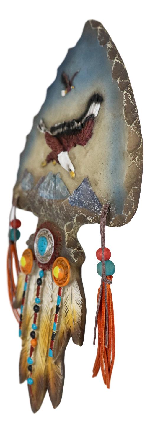 Ebros Eagle Soaring Over Mountains Dreamcatcher Beaded Lace Feather Headdress Plaque