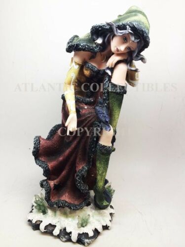 Ebros 15.25 Inch Sun and Moon Sitting Witch with Lantern Statue Figurine - Ebros Gift