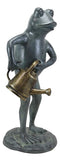 Ebros Gift 19" Tall Aluminum Metal Green Thumb Whimsical Gardening Frog with Watering Can Garden Statue Frogs Spring Summer Pastime Patio Pool Pond Lawn Yard Decorative Rustic Sculpture Accent