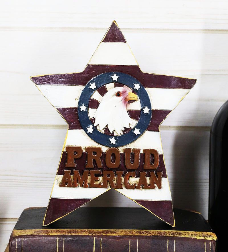 Ebros Pack of 2 USA Bald Eagle And Liberty Bell Proud American Stars Desktop Plaque