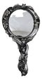 Wicca Macabre Gothic Vampire Bats Crescent Moon Crater Skull Hand Mirror Decor