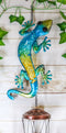 Ebros Green Camouflage Gecko Lizard Whimsical Copper Metal Wind Chime 40" Long
