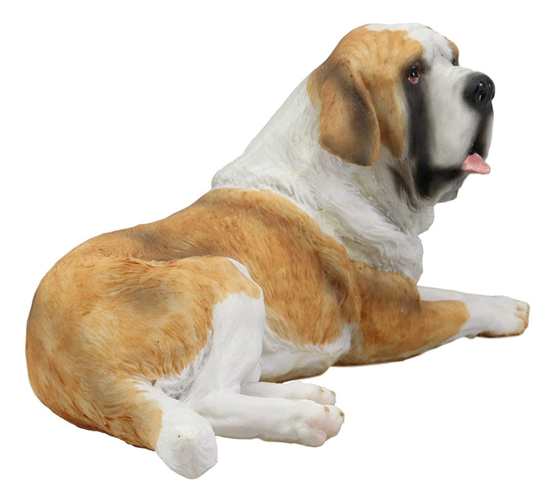 Ebros Saint Bernard Dog Statue 10.5"L Dogs Breed Gallery Quality Glass Eyes