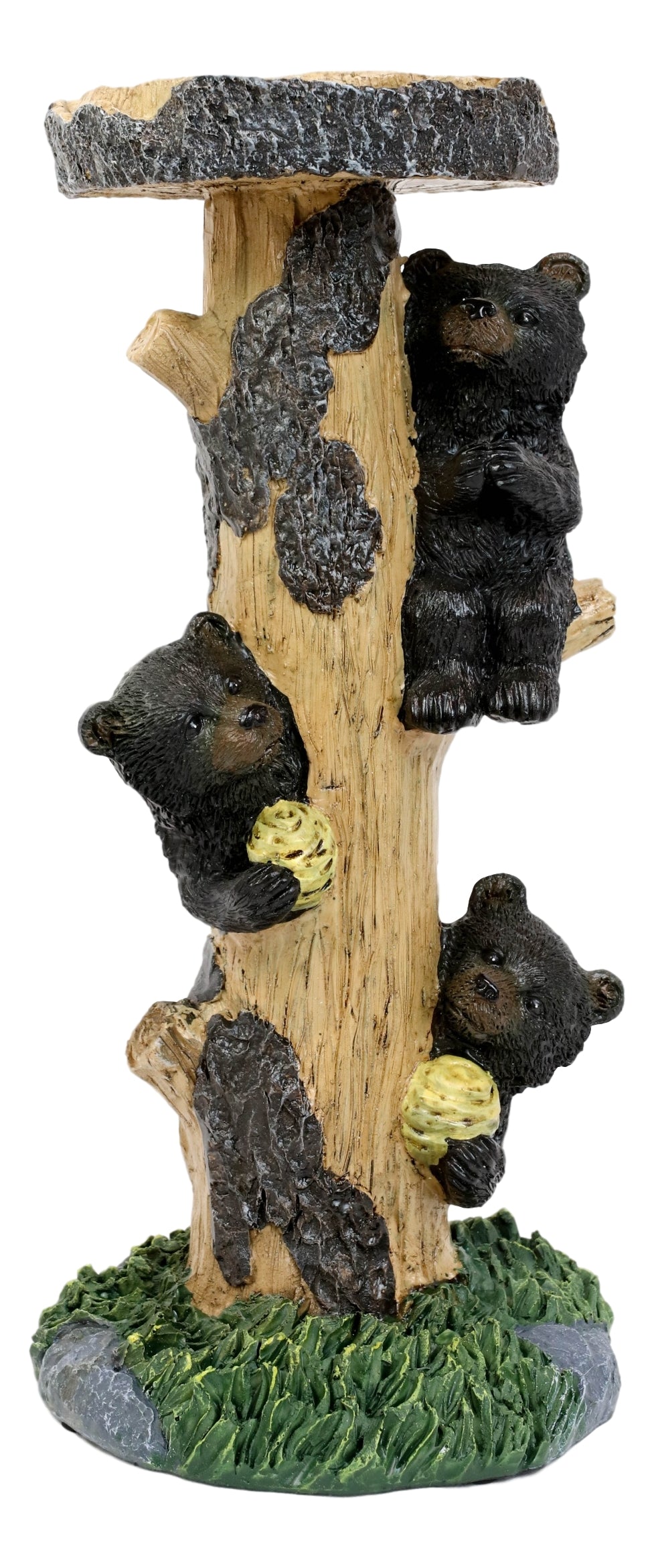 Rustic Climbing Bear Cubs With Honeycomb Bee Hives Pillar Candle Holder Stand