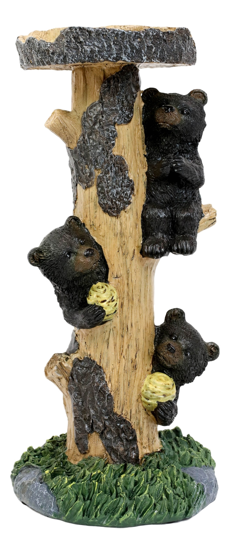 Rustic Climbing Bear Cubs With Bee Hives Pillar Candle Holder Stand Set Of 2