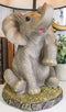 African Safari Glow Sitting Elephant with Trunk Up Desktop Table Lamp With Shade