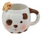 Ebros White And Chocolate Dog Ceramic Coffee Mug With Puppy Latch On Spoon Set - Ebros Gift