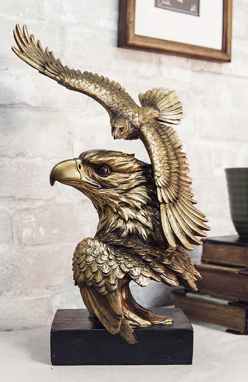 Ebros Large Wings Of Liberty American Bald Eagle Head Bust Soaring Eagle Statue