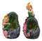 Ebros Nautical Ocean Mermaid Mergirl Sitting by Geode Crystal Cavern Under The Sea Statue with LED Accent Night Lights Set of 2