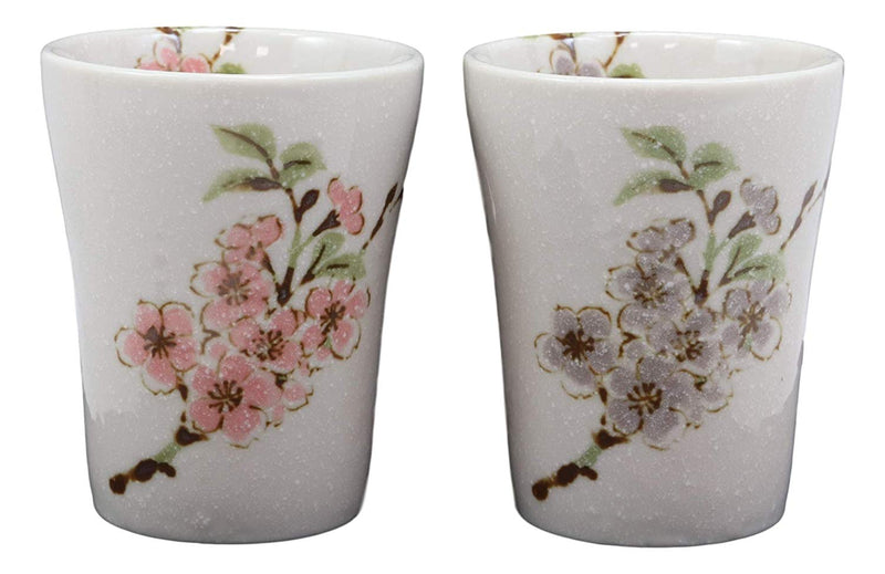 Ebros Made In Japan Vintage Victorian Style Colorful Floral Spring Blossoms Porcelain 10oz Cups With Flared Top Set of 2 For Coffee Tea Drink Cup Asian Fusion Decorative Kitchen Home Gift Sets
