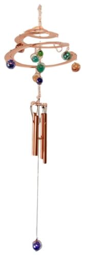 Ebros Gift Spiral Galaxy Copper Metal Wind Chime With Colorful Marbles Resonant Outdoor Patio Garden Decor Accessory