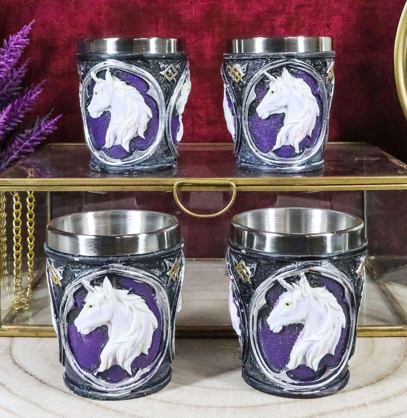 Mythical Fantasy Celtic Sacred Unicorn Shot Glasses 2-Ounce Set Of 4 Novelties