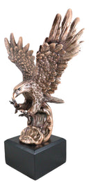 Aerial Bald Eagle Swooping With Talons Over Waves Bronze Electroplated Figurine