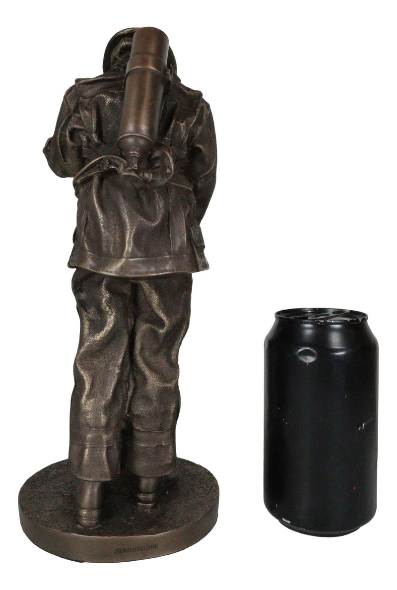 Civil Servant Fire Fighter Large Child Shaking Hands and Thanking Fireman Statue