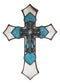 Large Rustic Western Crystal Floral Turquoise Occitan Spade Layered Wall Cross