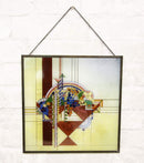 Frank Lloyd Wright Metal Framed May Basket Stained Glass Desktop Or Wall Plaque