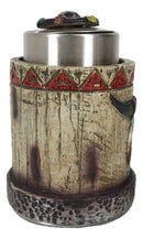 Rustic Western Native Indian Cow Skull Feathers Spring Barrel Toothpick Holder