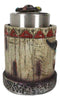 Rustic Western Native Indian Cow Skull Feathers Spring Barrel Toothpick Holder