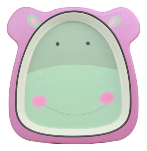 Ebros Hippo 5 Piece Organic Bamboo Dinnerware Set For Kids Children Toddler Baby - Ebros Gift